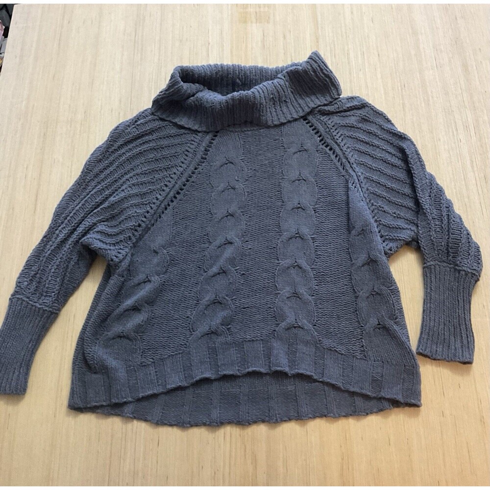 Terra & Sky Cable Knit Chenille Mock Neck Gray Sweater Size 1X